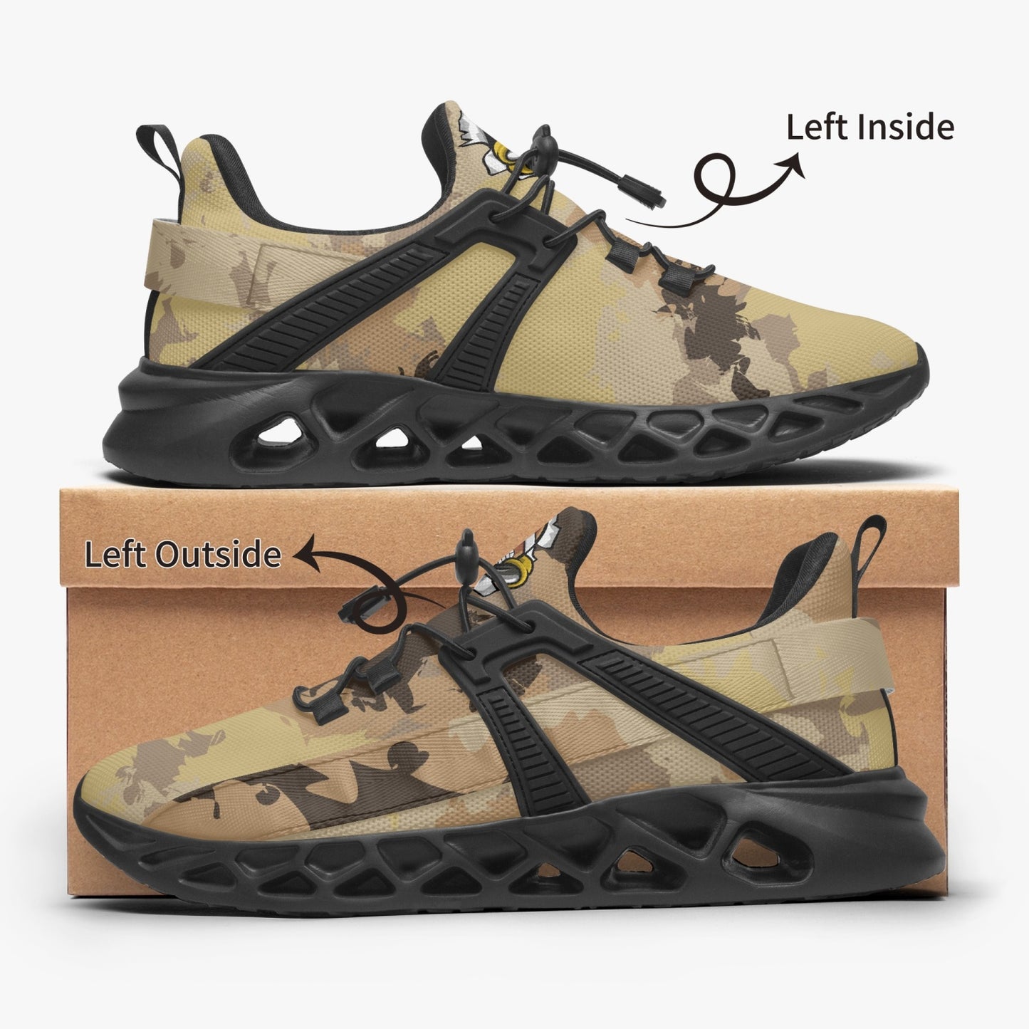 Kicxs Camouflage Mesh Running Shoes - Tan