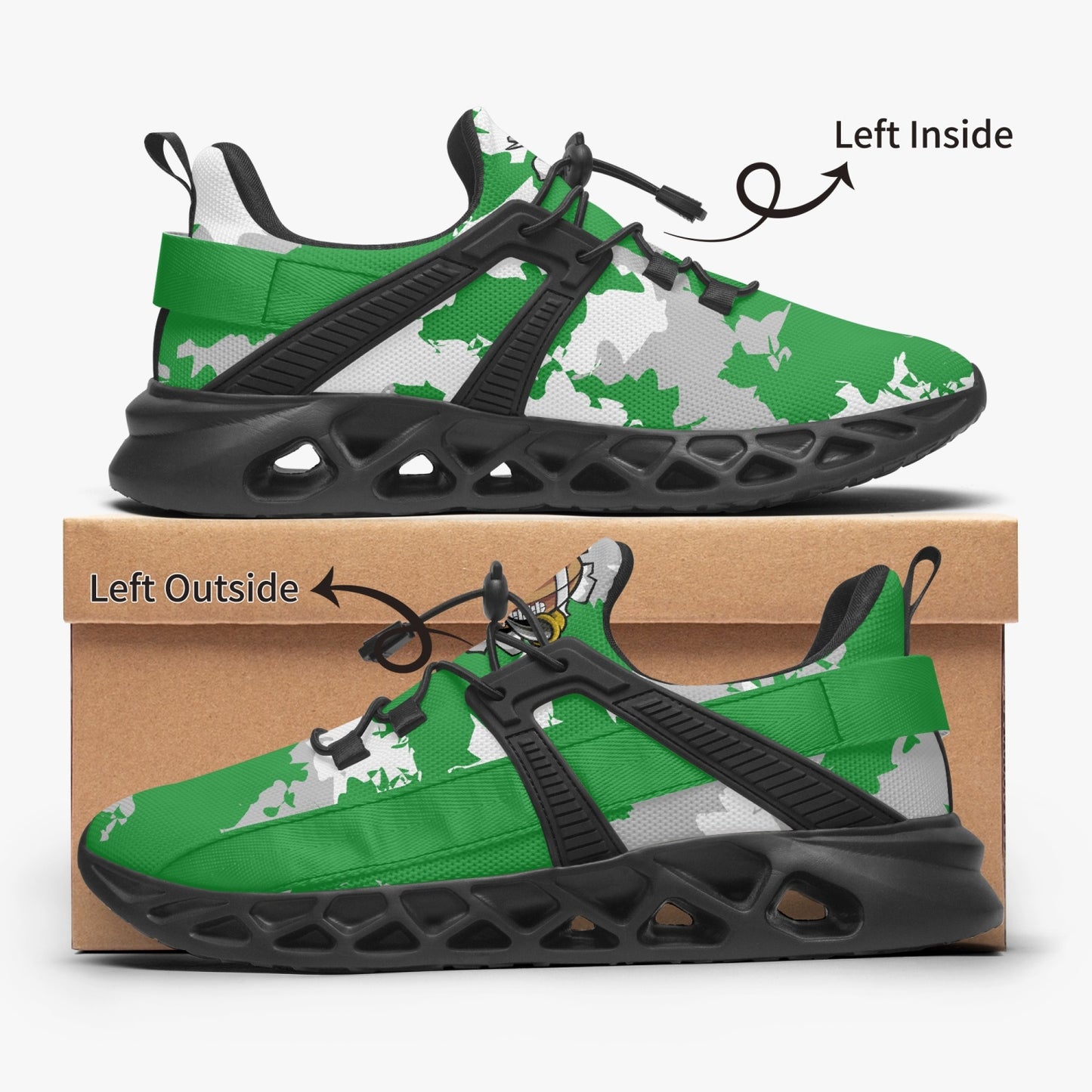 Kicxs PHI Kelly Green Camo Mesh Running Shoes