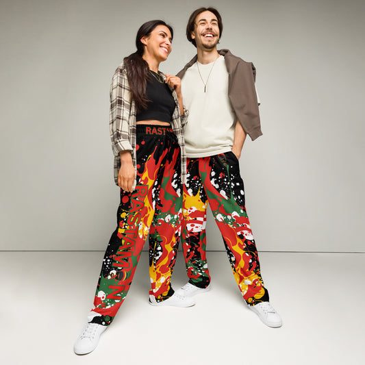 Rastaman Wide-leg Sport Joggers - Black