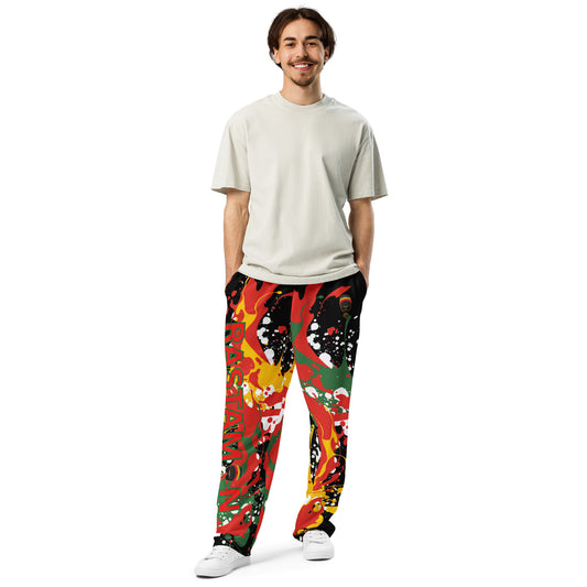 Rastaman Wide-leg Sport Joggers - Black