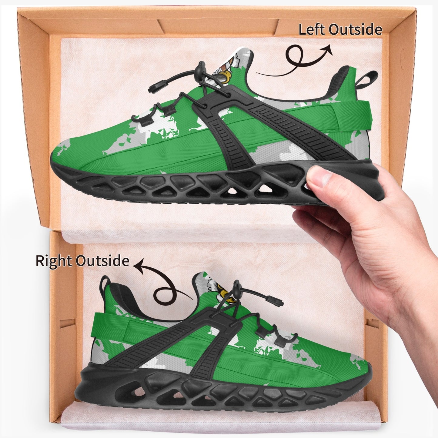Kicxs PHI Kelly Green Camo Mesh Running Shoes