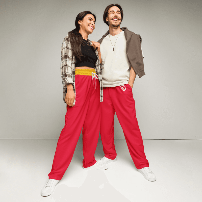 Kicxs Wide-Leg Joggers - Red/Yellow