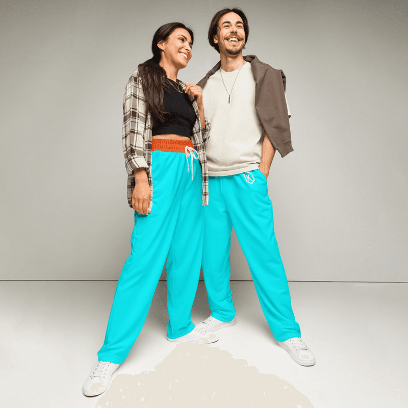 Kicxs Wide-Leg Joggers - Aqua/Orange