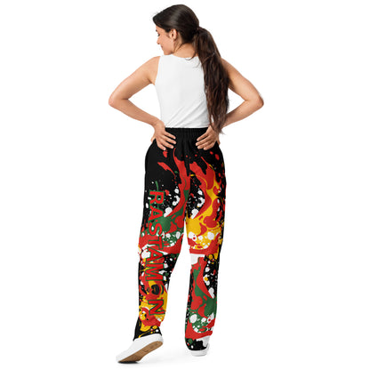 Rastaman Wide-leg Sport Joggers - Black