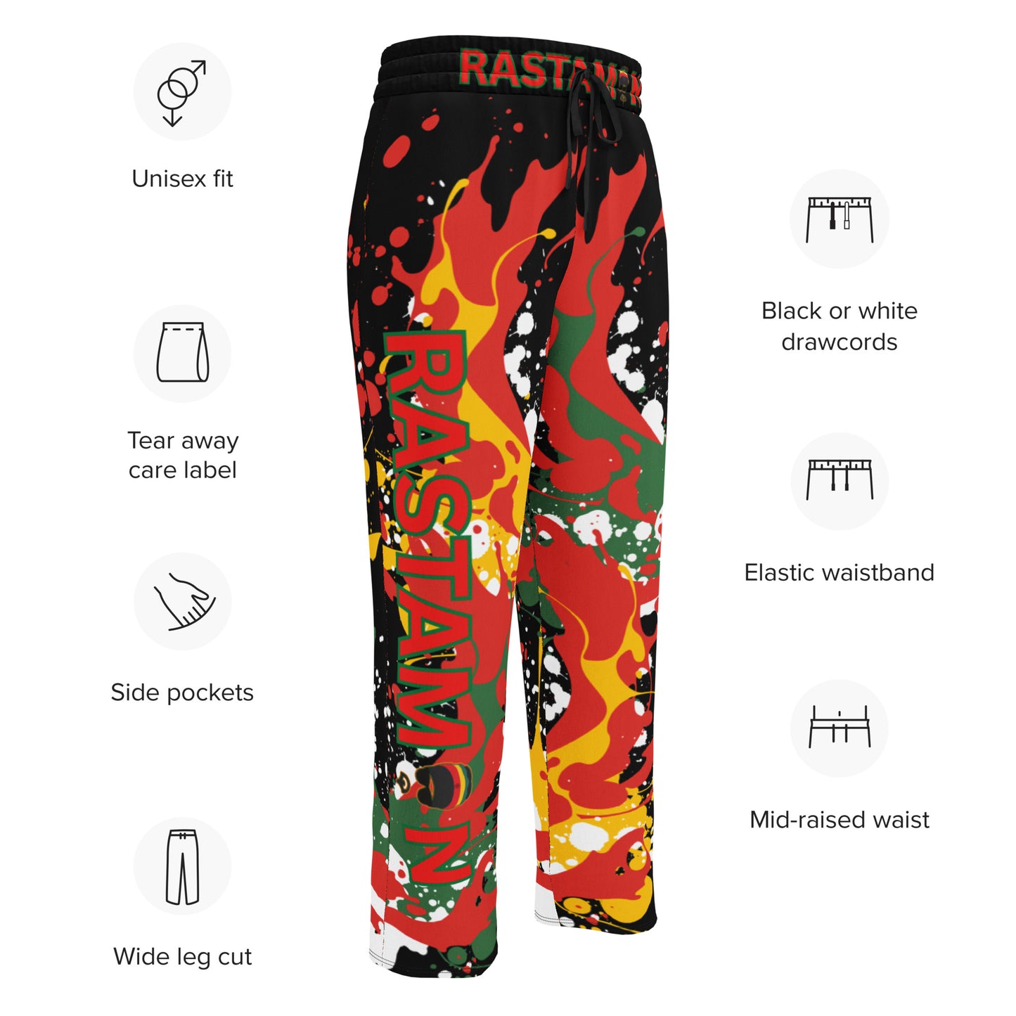 Rastaman Wide-leg Sport Joggers - Black